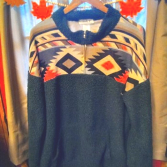lovely J Sweaters - Fuzzy winter long sleeve shirt with Aztec design